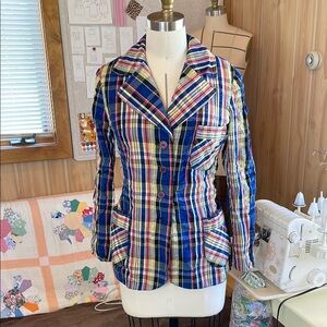 Vintage Plaid Seersucker Blazer